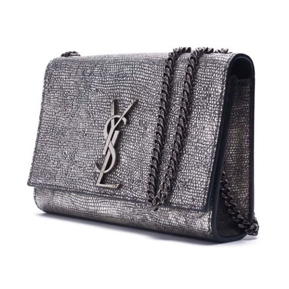 Saint Laurent Magnetic Chain Leather Shoulder Bag Silver - Picture 2 of 9